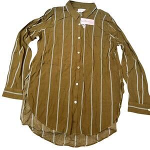 Philosophy Republic Women's High Low Blouse Green Striped Size M